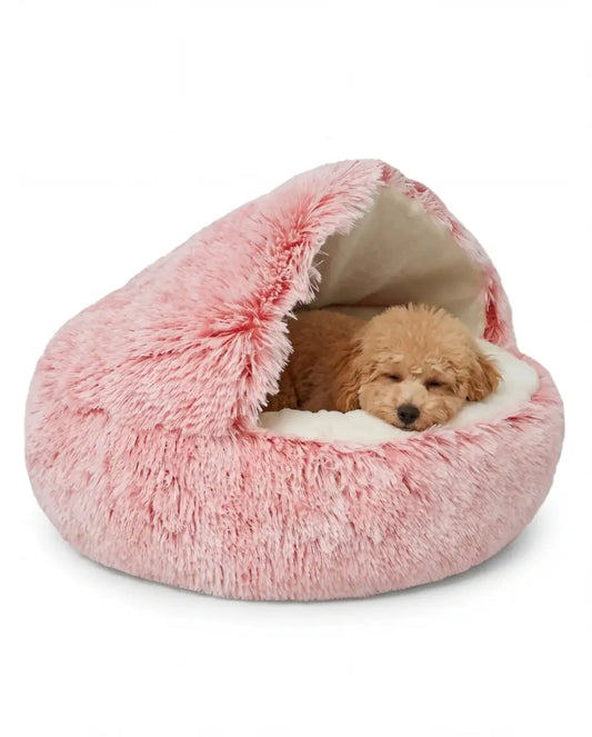 Cozy Plush Cave-Style Dog Bed | Anti-Slip Cushion for Snuggling Pets