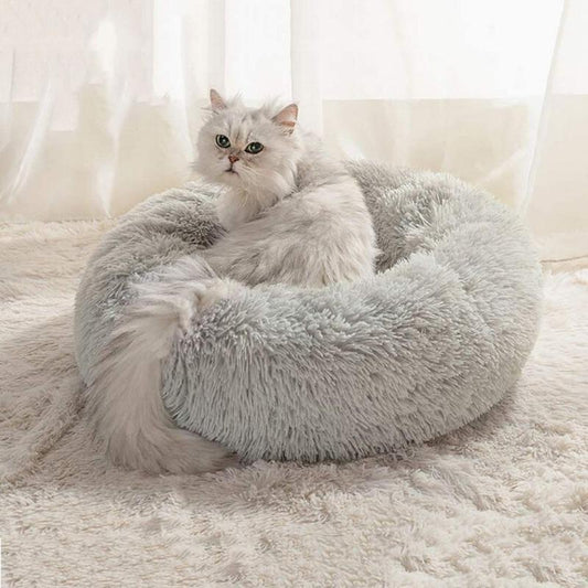 Cozy Plush Cat Bed | Ultra-Soft Calming Retreat | Non-Slip Design for Anxious Cats