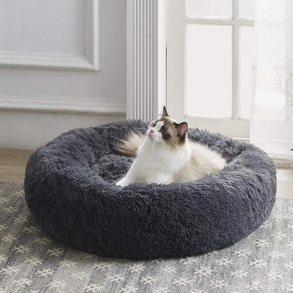 Cozy Plush Cat Bed | Ultra-Soft Calming Retreat | Non-Slip Design for Anxious Cats