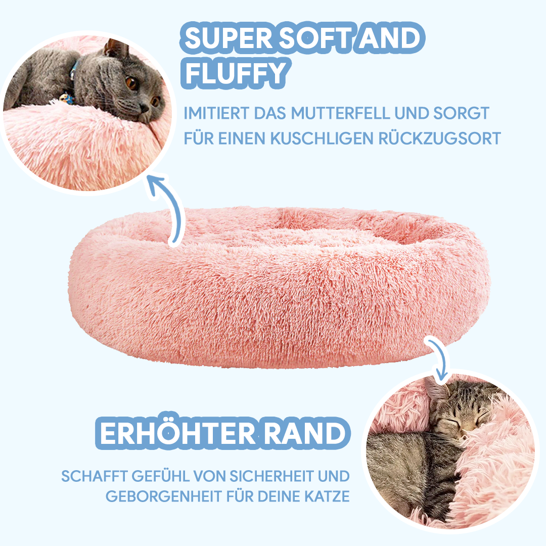 Cozy Plush Cat Bed | Ultra-Soft Calming Retreat | Non-Slip Design for Anxious Cats