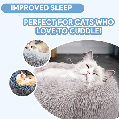 Cozy Plush Cat Bed | Ultra-Soft Calming Retreat | Non-Slip Design for Anxious Cats