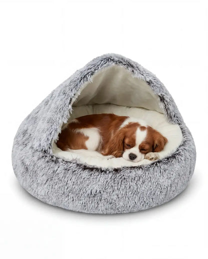 Cozy Plush Cave-Style Dog Bed | Anti-Slip Cushion for Snuggling Pets
